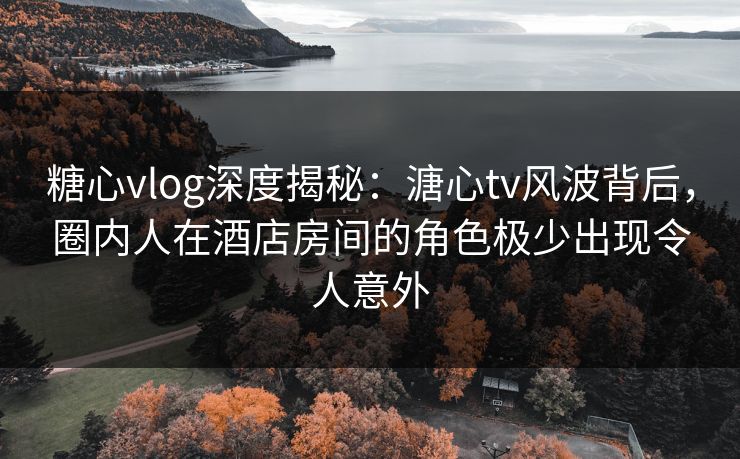 糖心vlog深度揭秘：溏心tv风波背后，圈内人在酒店房间的角色极少出现令人意外