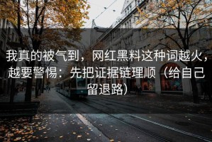 我真的被气到，网红黑料这种词越火，越要警惕：先把证据链理顺（给自己留退路）